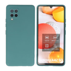 BAOHU Hoesje Geschikt voor de Samsung Galaxy A42 5G - Fashion Color Backcover Telefoonhoesje - Donker Groen