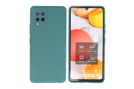 BAOHU Hoesje Geschikt voor de Samsung Galaxy A42 5G - Fashion Color Backcover Telefoonhoesje - Donker Groen