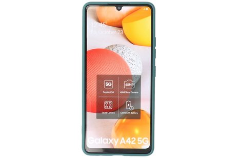 Hoesje Geschikt voor de Samsung Galaxy A42 5G - Fashion Color Backcover Telefoonhoesje - Donker Groen