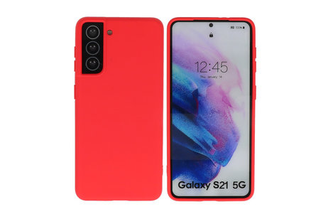 BAOHU Hoesje Geschikt voor de Samsung Galaxy S21 - Fashion Color Backcover Telefoonhoesje - Rood