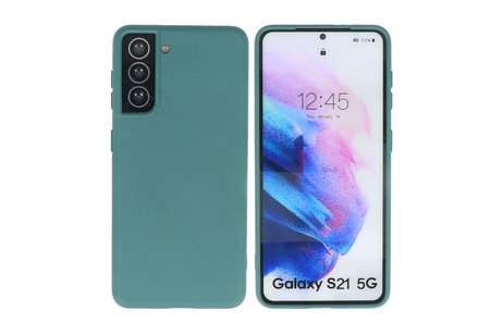 Samsung Galaxy S21 Hoesje Fashion Backcover Telefoonhoesje Donker Groen