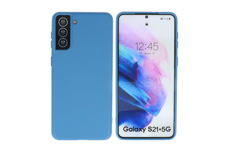 BAOHU Hoesje Geschikt voor de Samsung Galaxy S21 Plus - Fashion Color Backcover Telefoonhoesje - Navy