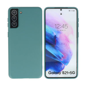 BAOHU Hoesje Geschikt voor de Samsung Galaxy S21 Plus - Fashion Color Backcover Telefoonhoesje - Donker Groen