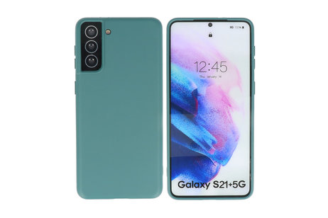 BAOHU Hoesje Geschikt voor de Samsung Galaxy S21 Plus - Fashion Color Backcover Telefoonhoesje - Donker Groen