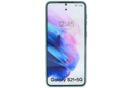 BAOHU Hoesje Geschikt voor de Samsung Galaxy S21 Plus - Fashion Color Backcover Telefoonhoesje - Donker Groen