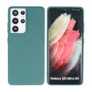 BAOHU Hoesje Geschikt voor de Samsung Galaxy S21 Ultra - Fashion Color Backcover Telefoonhoesje - Donker Groen