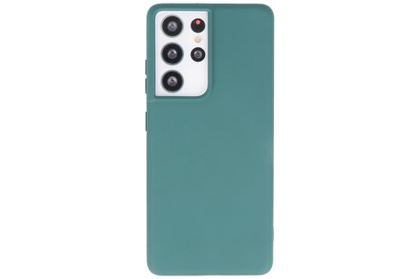 BAOHU Hoesje Geschikt voor de Samsung Galaxy S21 Ultra - Fashion Color Backcover Telefoonhoesje - Donker Groen
