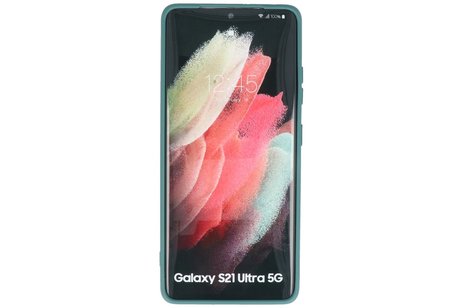 Samsung Galaxy S21 Ultra Hoesje Fashion Backcover Telefoonhoesje Donker Groen