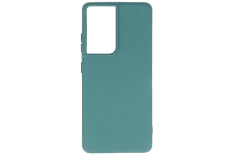 BAOHU Hoesje Geschikt voor de Samsung Galaxy S21 Ultra - Fashion Color Backcover Telefoonhoesje - Donker Groen