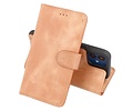 BAOHU Handmade Lederen Book Case Telefoonhoesje - Wallet Case - Portemonnee Hoesje voor iPhone 12 Mini - Zand Bruin