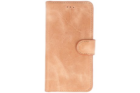 BAOHU BAOHU Handmade Lederen Book Case Telefoonhoesje - Wallet Case - Portemonnee Hoesje - Geschikt voor iPhone 12 Pro Max - Zand Bruin