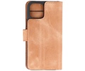BAOHU Handmade Lederen Book Case Telefoonhoesje - Wallet Case - Portemonnee Hoesje voor iPhone 12 Pro Max - Zand Bruin