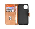 BAOHU BAOHU Handmade Lederen Book Case Telefoonhoesje - Wallet Case - Portemonnee Hoesje - Geschikt voor iPhone 12 Pro Max - Zand Bruin