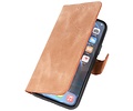 BAOHU Handmade Lederen Book Case Telefoonhoesje - Wallet Case - Portemonnee Hoesje voor iPhone 12 Pro Max - Zand Bruin