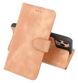 BAOHU Handmade Lederen Book Case Telefoonhoesje iPhone 12 Pro Max - Zand Bruin
