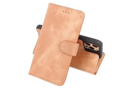 BAOHU BAOHU Handmade Lederen Book Case Telefoonhoesje - Wallet Case - Portemonnee Hoesje - Geschikt voor iPhone 12 Pro Max - Zand Bruin