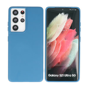 BAOHU Hoesje Geschikt voor de Samsung Galaxy S21 Ultra - Fashion Color Backcover Telefoonhoesje - Navy