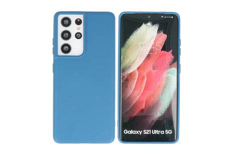 BAOHU Hoesje Geschikt voor de Samsung Galaxy S21 Ultra - Fashion Color Backcover Telefoonhoesje - Navy