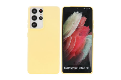 BAOHU Hoesje Geschikt voor de Samsung Galaxy S21 Ultra - Fashion Color Backcover Telefoonhoesje - Geel