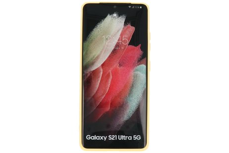 BAOHU Hoesje Geschikt voor de Samsung Galaxy S21 Ultra - Fashion Color Backcover Telefoonhoesje - Geel