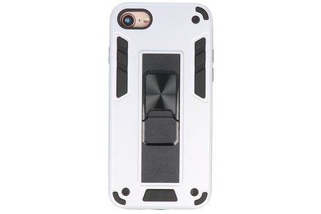 Stand Shockproof Telefoonhoesje - Magnetic Stand Hard Case - Grip Stand Back Cover - Backcover Hoesje voor iPhone SE 2020 - iPhone 8 - iPhone 7 - Zilver