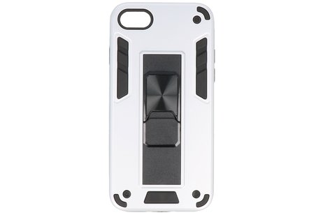 Stand Shockproof Telefoonhoesje - Magnetic Stand Hard Case - Grip Stand Back Cover - Backcover Hoesje voor iPhone SE 2020 - iPhone 8 - iPhone 7 - Zilver