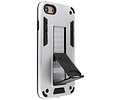 Stand Shockproof Telefoonhoesje - Magnetic Stand Hard Case - Grip Stand Back Cover - Backcover Hoesje voor iPhone SE 2020 - iPhone 8 - iPhone 7 - Zilver