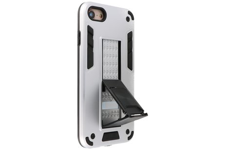 BAOHU Hoesje met Magnetic Stand Hard Case Geschikt voor de iPhone SE 2020 - iPhone 8 - iPhone 7 - Stand Shockproof Telefoonhoesje - Grip Stand Back Cover - Zilver