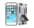 Stand Shockproof Telefoonhoesje - Magnetic Stand Hard Case - Grip Stand Back Cover - Backcover Hoesje voor iPhone SE 2020 - iPhone 8 - iPhone 7 - Zilver