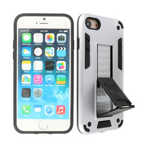 BAOHU Hoesje met Magnetic Stand Hard Case Geschikt voor de iPhone SE 2020 - iPhone 8 - iPhone 7 - Stand Shockproof Telefoonhoesje - Grip Stand Back Cover - Zilver