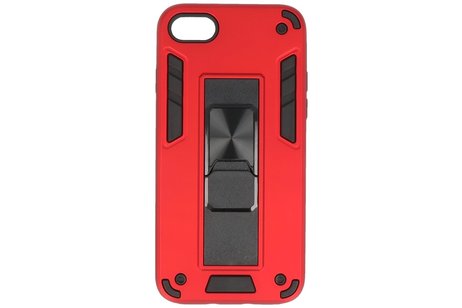 Stand Shockproof Telefoonhoesje - Magnetic Stand Hard Case - Grip Stand Back Cover - Backcover Hoesje voor iPhone SE 2020 - iPhone 8 - iPhone 7 - Rood