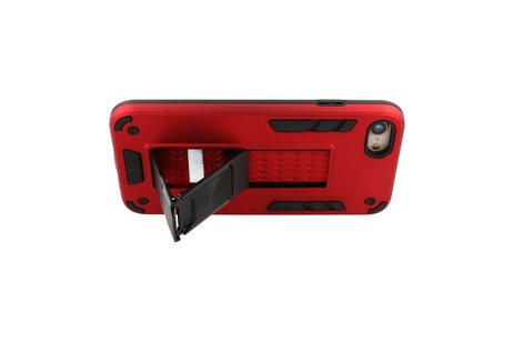 Stand Shockproof Telefoonhoesje - Magnetic Stand Hard Case - Grip Stand Back Cover - Backcover Hoesje voor iPhone SE 2020 - iPhone 8 - iPhone 7 - Rood