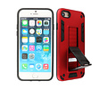 Stand Shockproof Telefoonhoesje - Magnetic Stand Hard Case - Grip Stand Back Cover - Backcover Hoesje voor iPhone SE 2020 - iPhone 8 - iPhone 7 - Rood