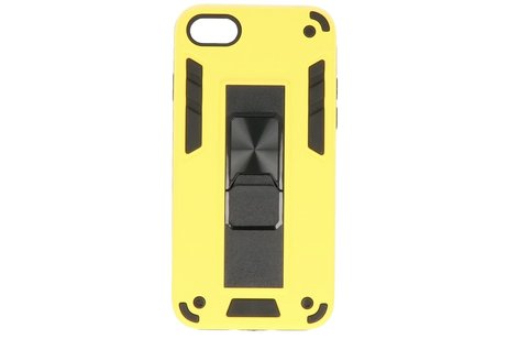 Stand Shockproof Telefoonhoesje - Magnetic Stand Hard Case - Grip Stand Back Cover - Backcover Hoesje voor iPhone SE 2020 - iPhone 8 - iPhone 7 - Geel