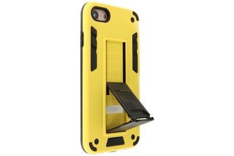 Stand Shockproof Telefoonhoesje - Magnetic Stand Hard Case - Grip Stand Back Cover - Backcover Hoesje voor iPhone SE 2020 - iPhone 8 - iPhone 7 - Geel