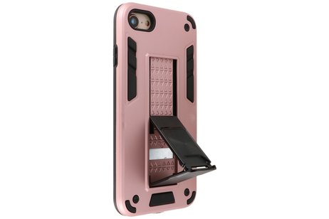 Stand Shockproof Telefoonhoesje - Magnetic Stand Hard Case - Grip Stand Back Cover - Backcover Hoesje voor iPhone SE 2020 - iPhone 8 - iPhone 7 - Roze