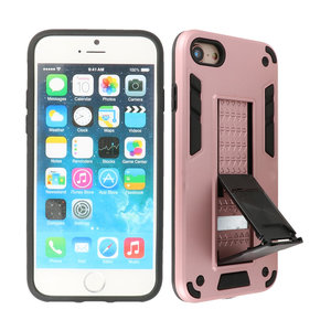 Stand Shockproof Telefoonhoesje - Magnetic Stand Hard Case - Grip Stand Back Cover - Backcover Hoesje voor iPhone SE 2020 - iPhone 8 - iPhone 7 - Roze