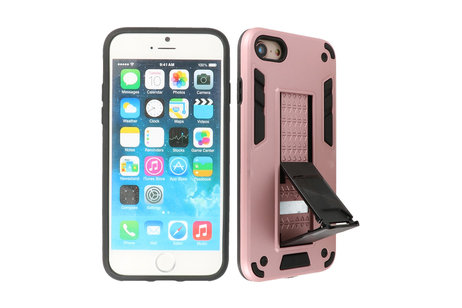 Stand Shockproof Telefoonhoesje - Magnetic Stand Hard Case - Grip Stand Back Cover - Backcover Hoesje voor iPhone SE 2020 - iPhone 8 - iPhone 7 - Roze