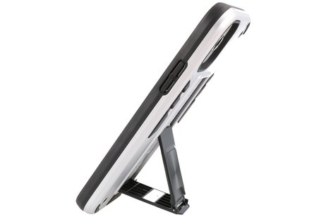 Hoesje met Magnetic Stand Hard Case Geschikt voor de iPhone 11 Pro - Stand Shockproof Telefoonhoesje - Grip Stand Back Cover - Zilver