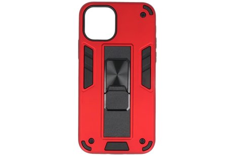 Hoesje met Magnetic Stand Hard Case Geschikt voor de iPhone 11 Pro - Stand Shockproof Telefoonhoesje - Grip Stand Back Cover - Rood
