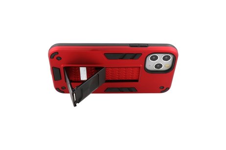 Hoesje met Magnetic Stand Hard Case Geschikt voor de iPhone 11 Pro - Stand Shockproof Telefoonhoesje - Grip Stand Back Cover - Rood