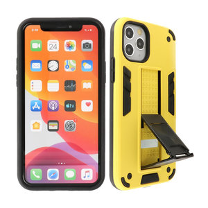 BAOHU Hoesje met Magnetic Stand Hard Case Geschikt voor de iPhone 11 Pro - Stand Shockproof Telefoonhoesje - Grip Stand Back Cover - Geel
