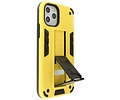 Hoesje met Magnetic Stand Hard Case Geschikt voor de iPhone 11 Pro - Stand Shockproof Telefoonhoesje - Grip Stand Back Cover - Geel