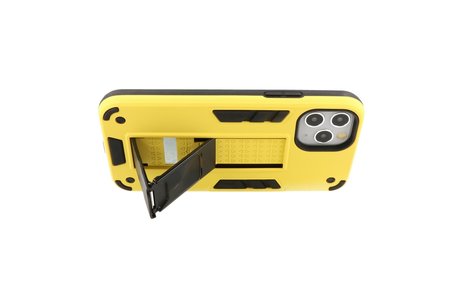 Hoesje met Magnetic Stand Hard Case Geschikt voor de iPhone 11 Pro - Stand Shockproof Telefoonhoesje - Grip Stand Back Cover - Geel