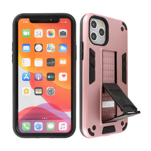 Hoesje met Magnetic Stand Hard Case Geschikt voor de iPhone 11 Pro - Stand Shockproof Telefoonhoesje - Grip Stand Back Cover - Roze