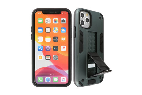 Hoesje met Magnetic Stand Hard Case Geschikt voor de iPhone 11 Pro - Stand Shockproof Telefoonhoesje - Grip Stand Back Cover - Donker Groen