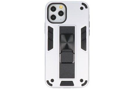 Hoesje met Magnetic Stand Hard Case Geschikt voor de iPhone 11 Pro Max - Stand Shockproof Telefoonhoesje - Grip Stand Back Cover - Zilver