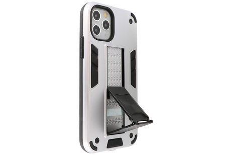 BAOHU Hoesje met Magnetic Stand Hard Case Geschikt voor de iPhone 11 Pro Max - Stand Shockproof Telefoonhoesje - Grip Stand Back Cover - Zilver