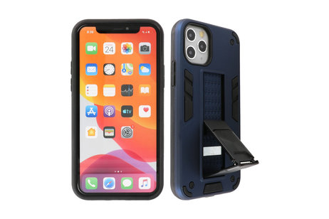 Hoesje met Magnetic Stand Hard Case Geschikt voor de iPhone 11 Pro Max - Stand Shockproof Telefoonhoesje - Grip Stand Back Cover - Navy