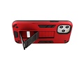 Hoesje met Magnetic Stand Hard Case Geschikt voor de iPhone 11 Pro Max - Stand Shockproof Telefoonhoesje - Grip Stand Back Cover - Rood